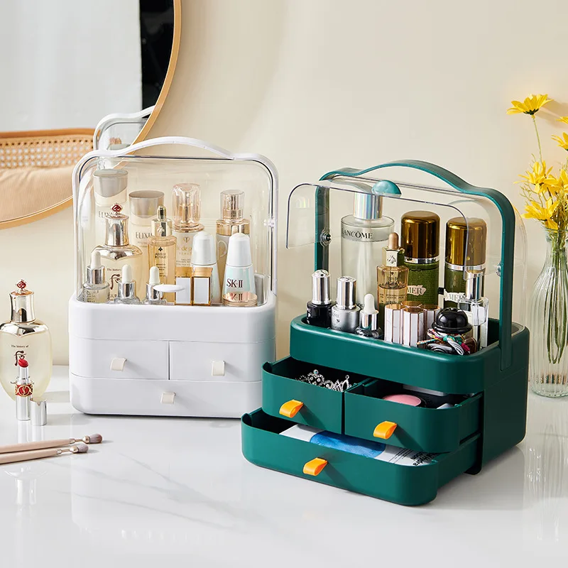 

Cosmetics Dust Storage Box Drawer Type Portable Transparent Household Desktop Storage Box Rack