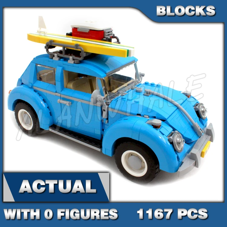 

1167pcs Creative Expert Classic 1960s Azure-blue Car 10566 Building Blocks toys Compatible With Model