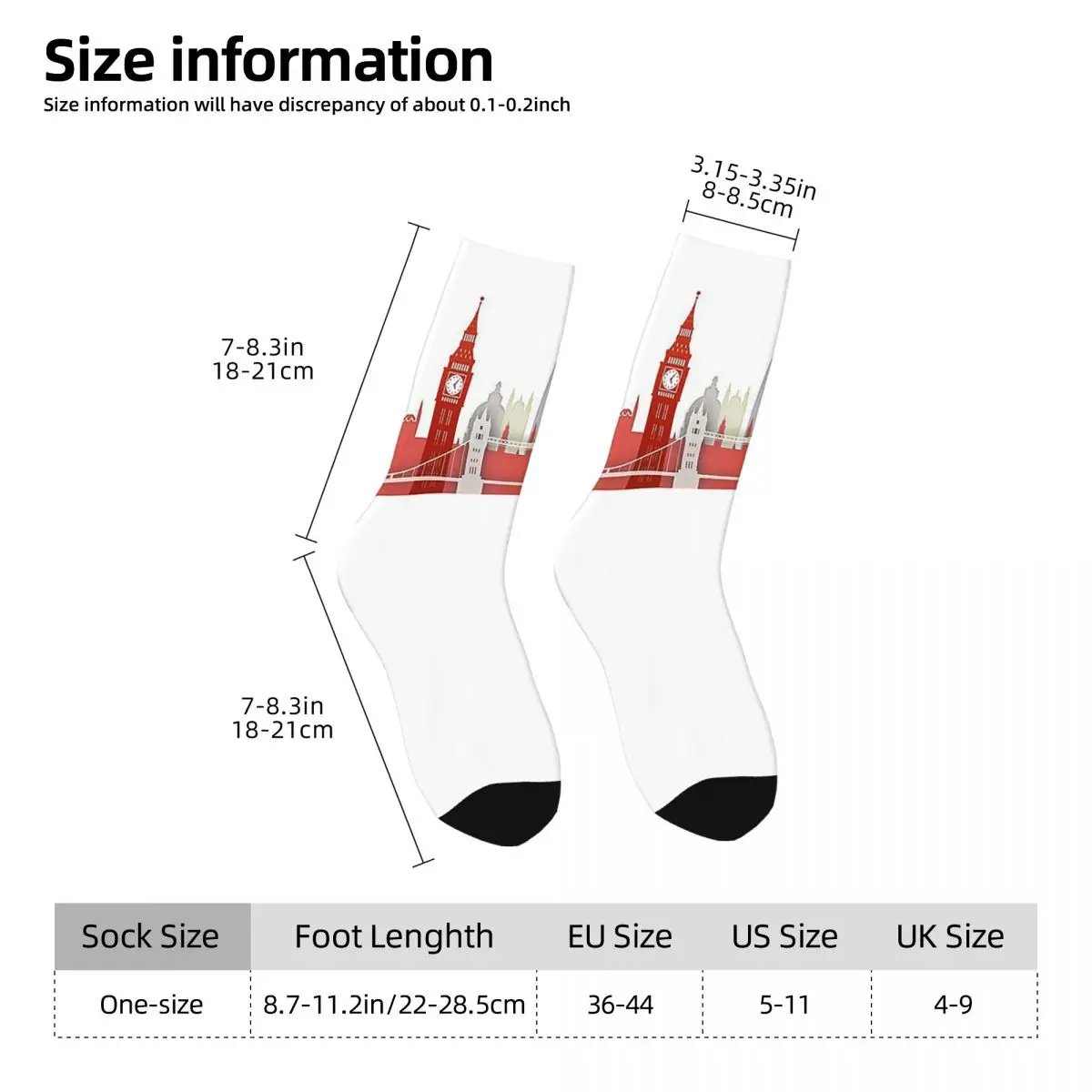 Londres meias harajuku meias absorventes de suor durante toda a temporada meias longas acessórios para presentes de natal unissex