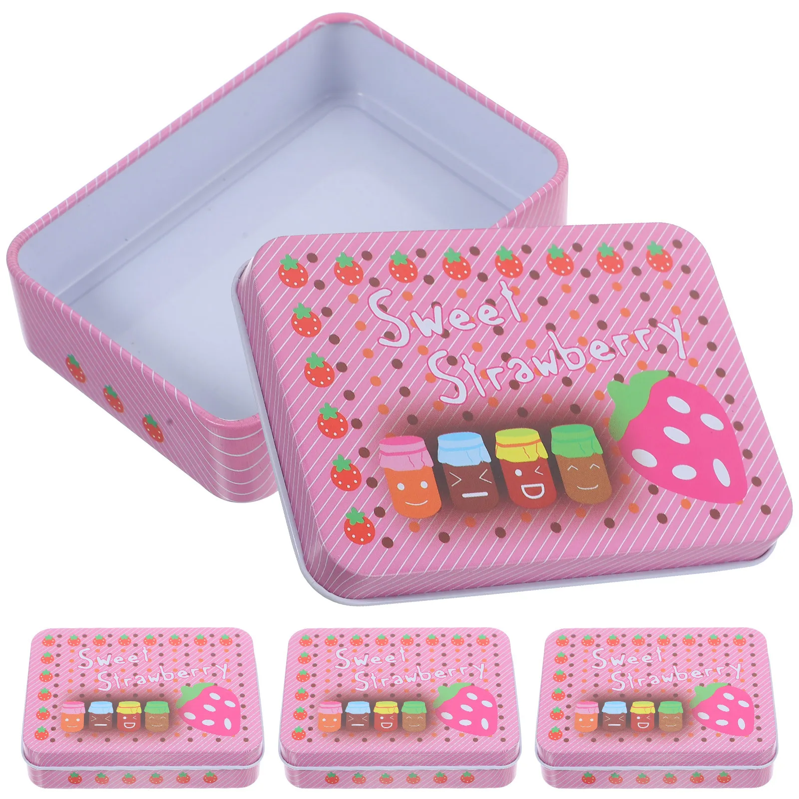 

4Pcs Tinplate Game Card Storage Box Sturdy Metal Poker Cards Organizer Holder for Trading Card Display Collection