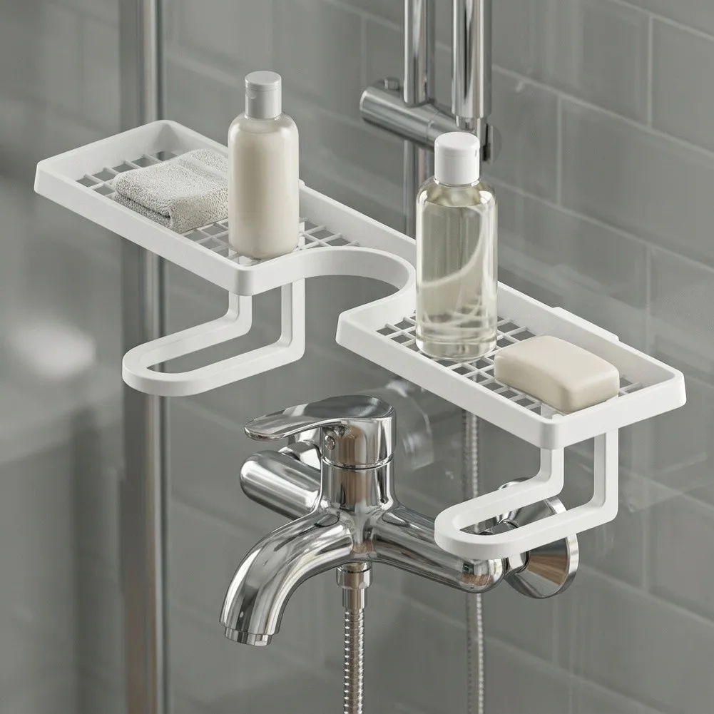 1/2Pcs No Drill Over Sink Faucet Storage Rack Vertical Bathroom Shelf Organizer For Vanity Countertop Space Saving Holder