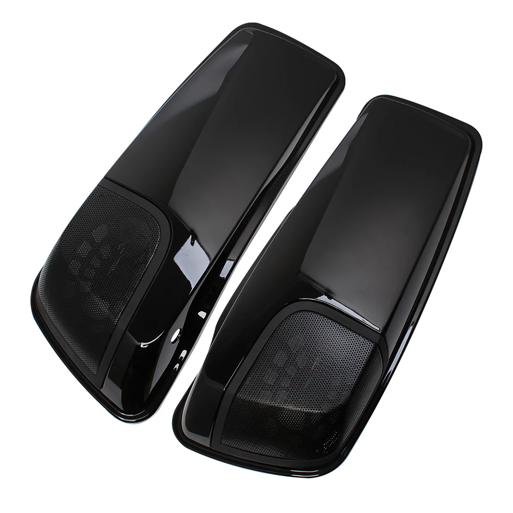 غطاء غطاء مكبر صوت سرج أسود لمعان دراجة نارية ، مناسب لجولة هارلي سي في فو ، ملك الطريق ، انزلاق شارع إلكترا ، FLHXSE ،-