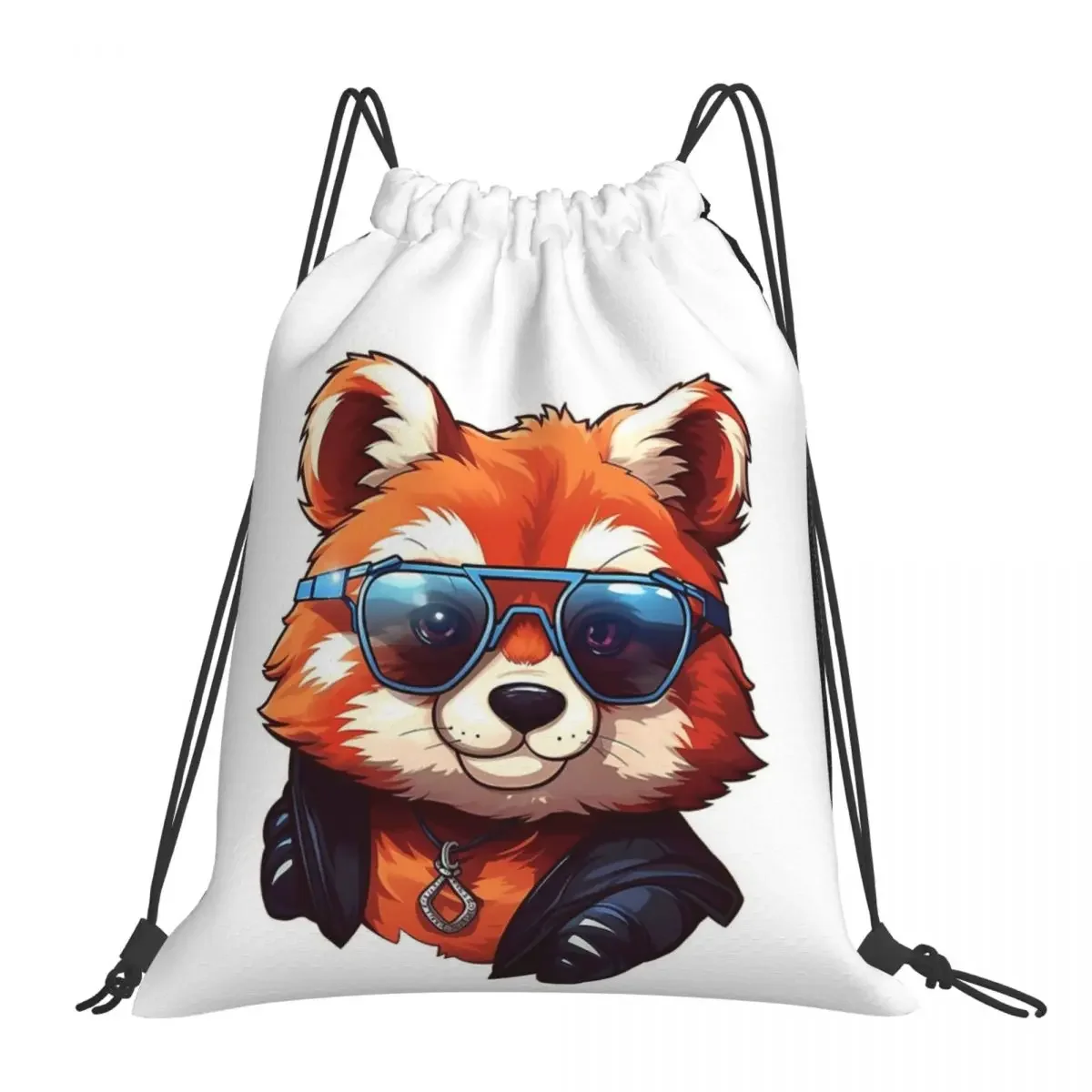 Mochila Kawaii RedPanda con gafas de sol, bolsa informal portátil con cordón, paquete de bolsillo, artículos diversos para estudiantes de viaje