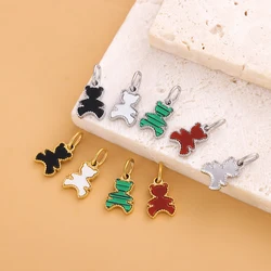 3PCS/LOT Cute and colorful teddy bear pendant made of stainless steel DIY necklace bracelet and jewelry