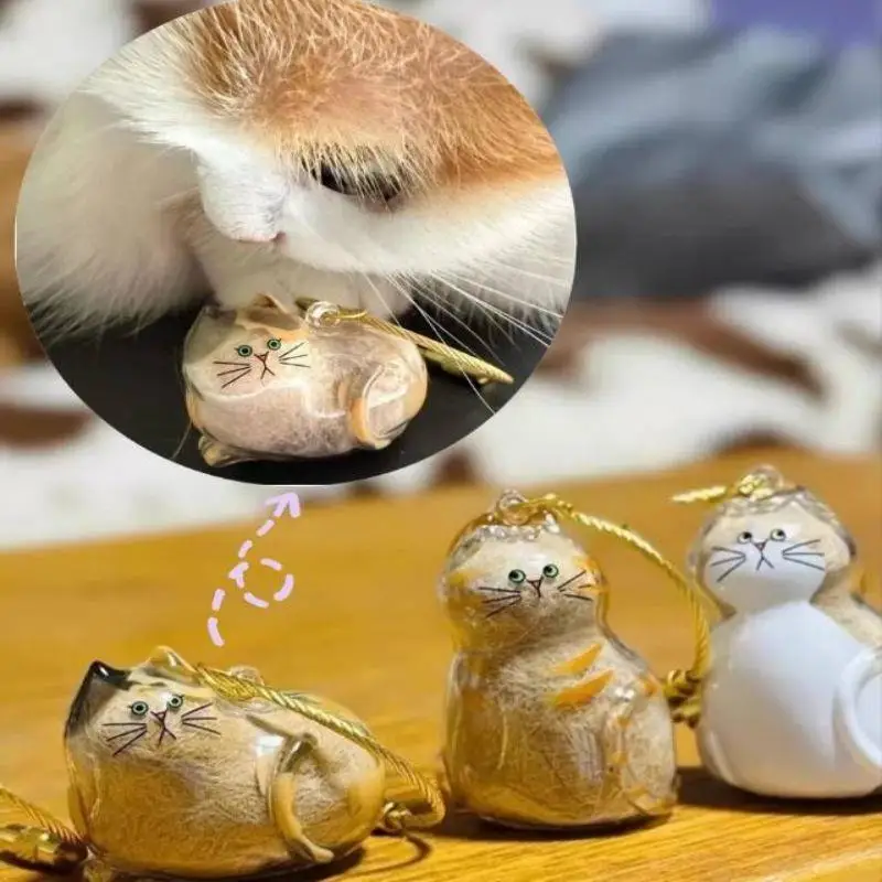 

Cat Fur Storage Pendant Transparent Container Handmade Cat Shaped Keepsake Box Capsule Design Cute Cat Shaped Small Ornaments