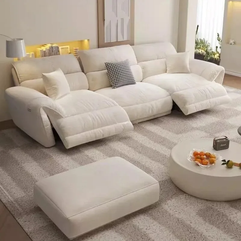 Italian Beige Fabric Electric Sofa Full Size Modern Oversized Sofa Living Room Lounges Sleeper Divano Moderno Furniture Home view 4