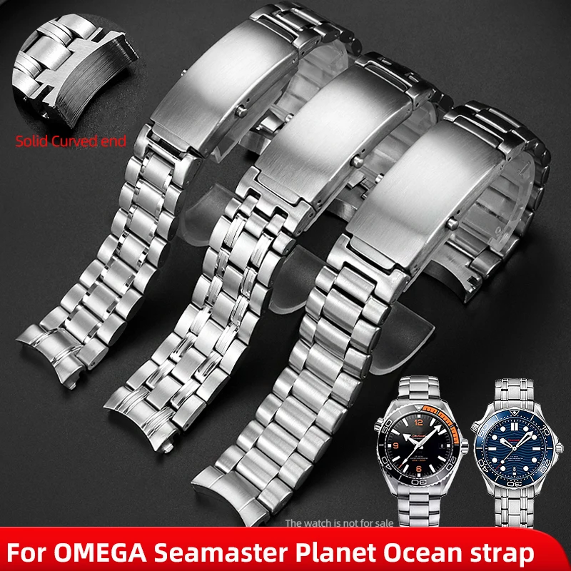 Solid Stainless Steel Watch Chain 18mm 20mm 22mm Silver Strap For OMEGA Seamaster 300/007 Speedmaster Planet Ocean Watchband Men