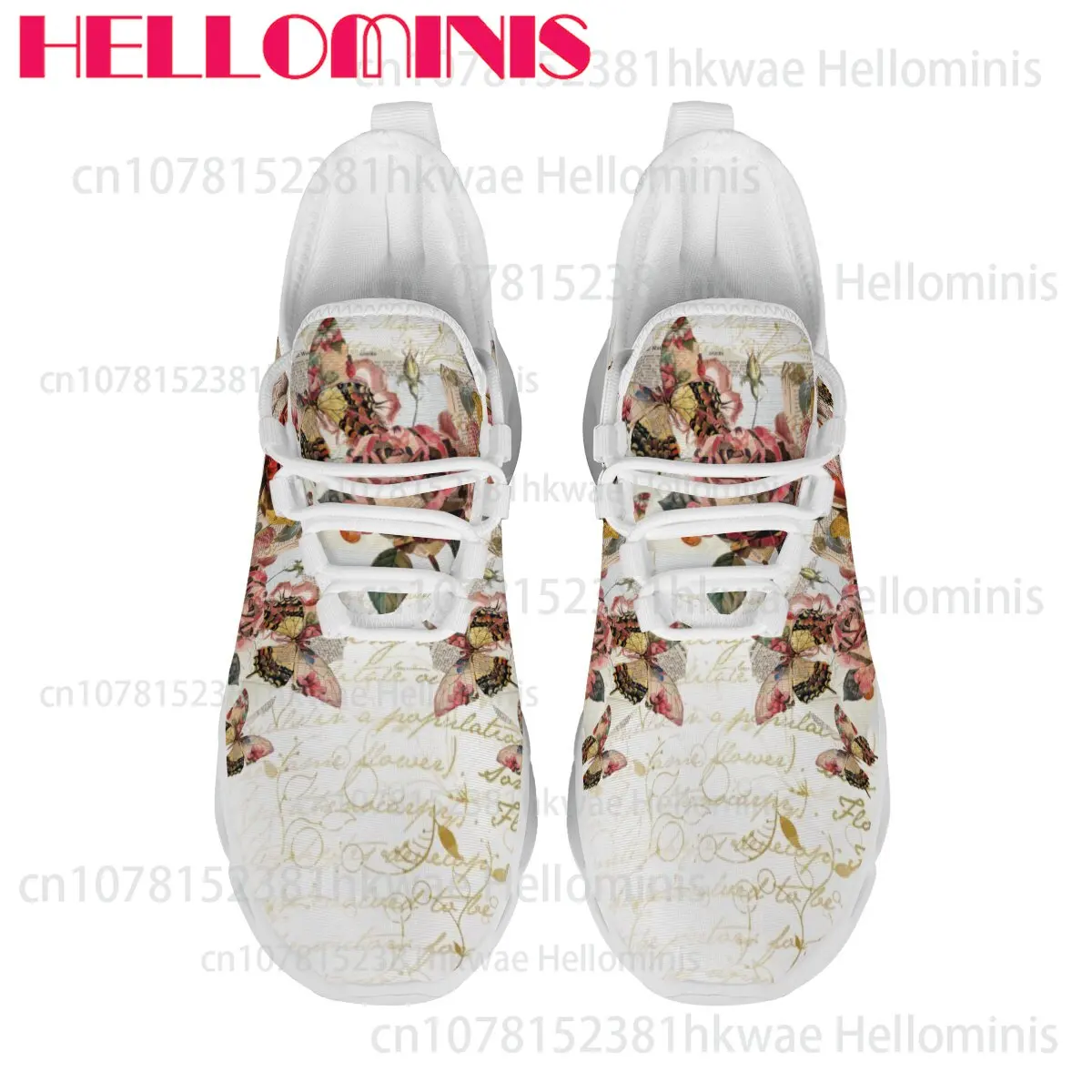 Unisex Artistic Retro Floral Pattern Casual Sneakers Antique Rose Butterfly Print Commute Outdoor Lightweight Footwear