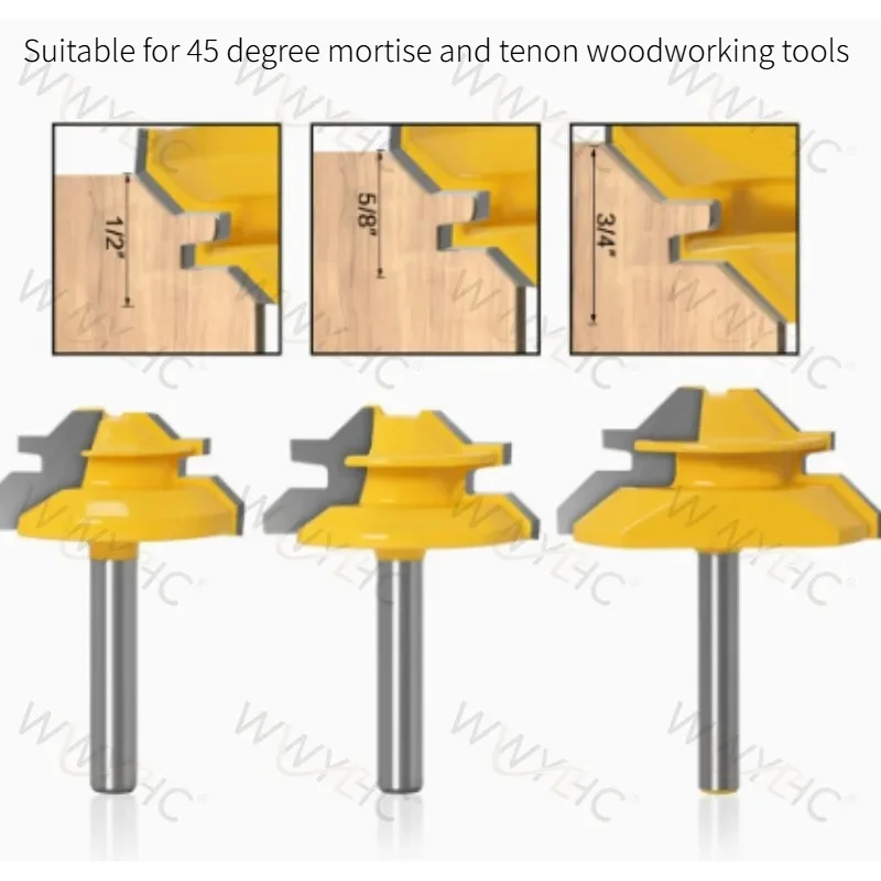 45 Degree Mortise Cutter Right Angle Milling Cutter 1/2 1/4 Shank Woodworking Cutter