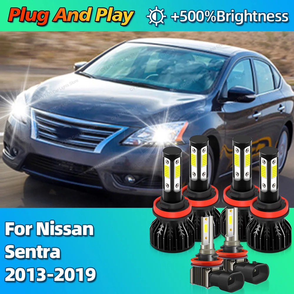 

2/6 шт. светодиодные лампы для автомобильных фар Turbo 30000Lm CANBUS Lights H11 H8 6000K противотуманные фары для Nissan Sentra 2013 2014 2015 2016 2017-2019