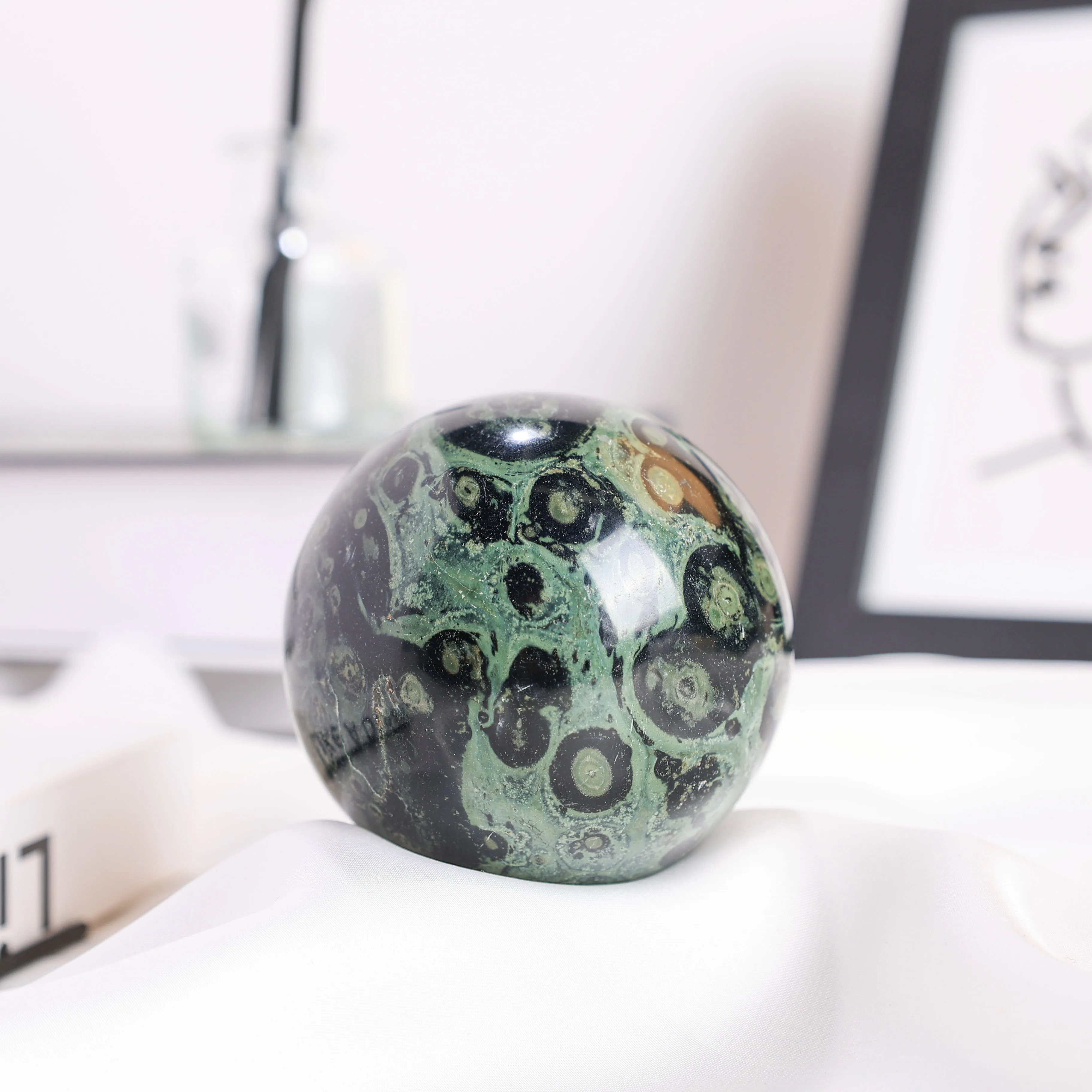 Handmade Polished Kambaba Jasper Sphere Green Crystal  Malachite Rock Ornament Decorative Gemstone