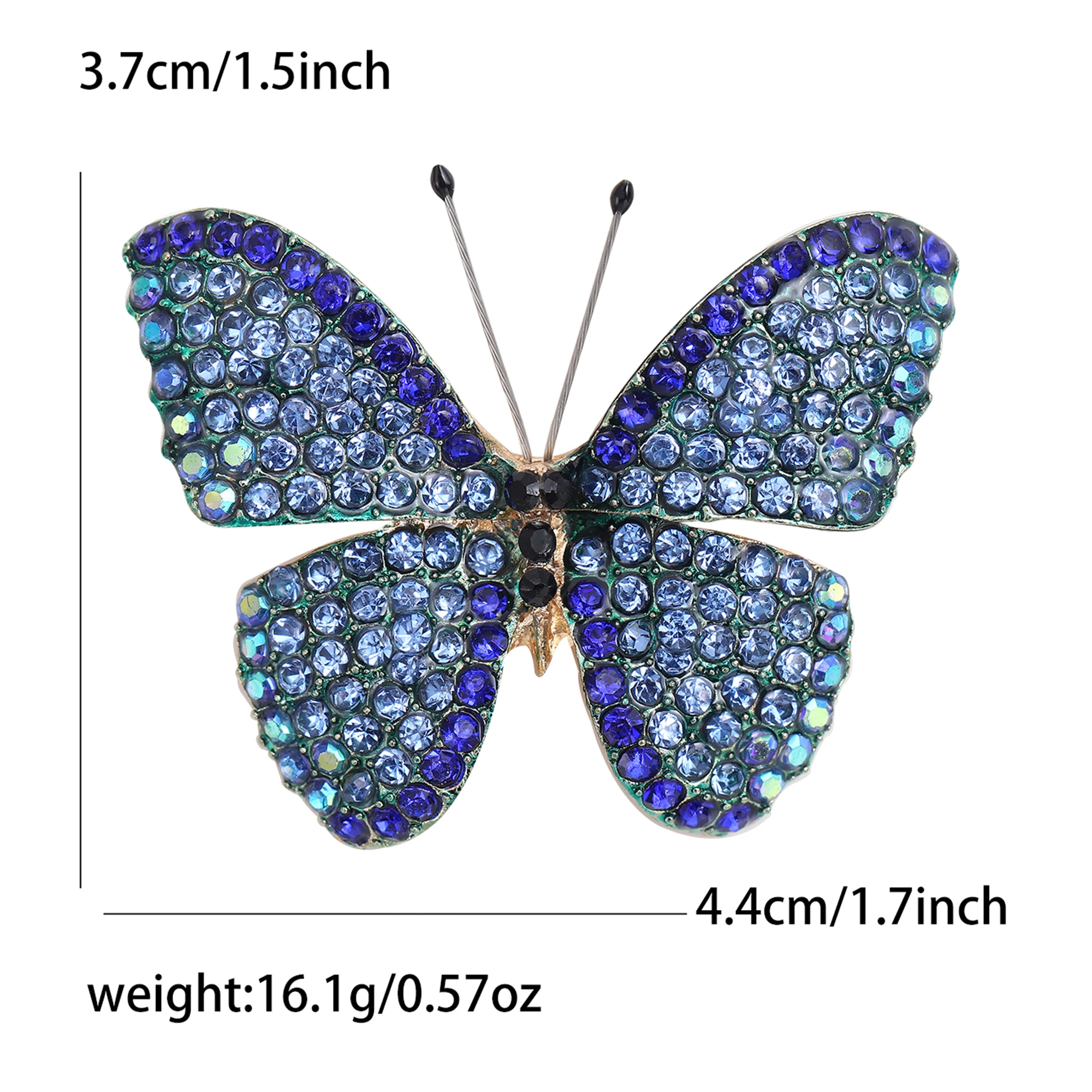 Beaut&Berry Full Rhinestone Butterfly Brooches for Women Insect Pins Casual Party Accessories New Year Gifts Friends Decoration