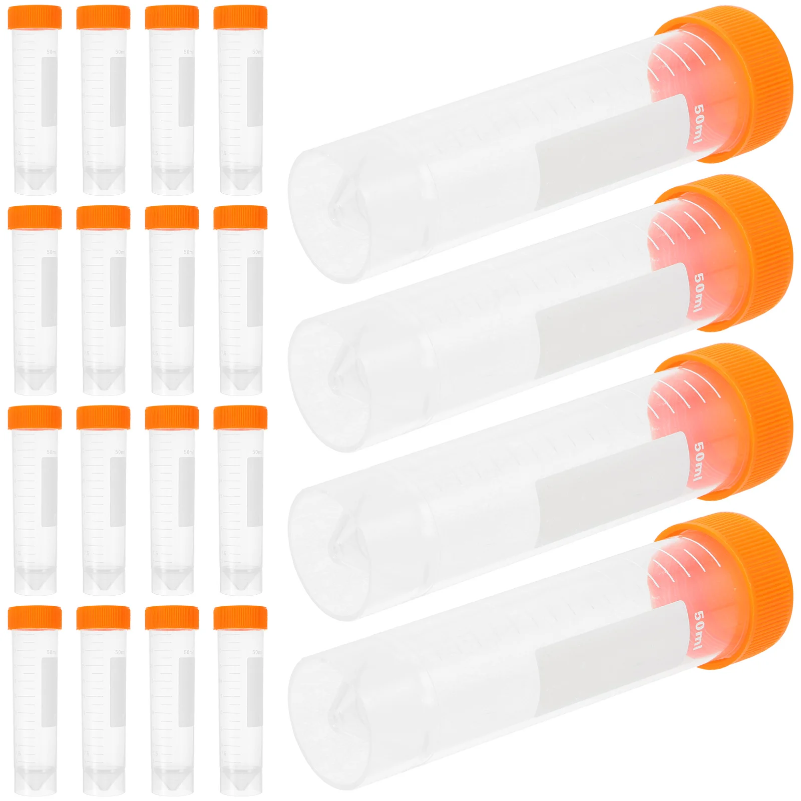 

50pcs Screw Port Centrifuge Tube Flat Bottom Centrifuge Tube Vertical Centrifuge Tube (Orange, 50pcs/Pack) 50ml