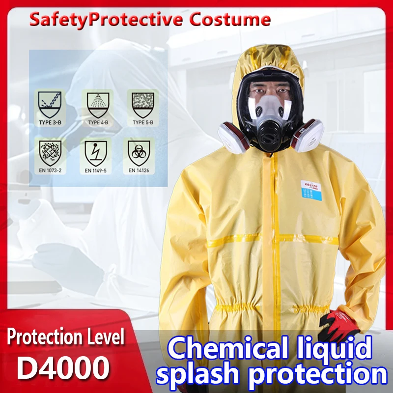 One-Piece Chemical Protective Coverall Hazardous Chemical Liquid Sulfuric Acid And Alkali Resistant Protection Work Clothing