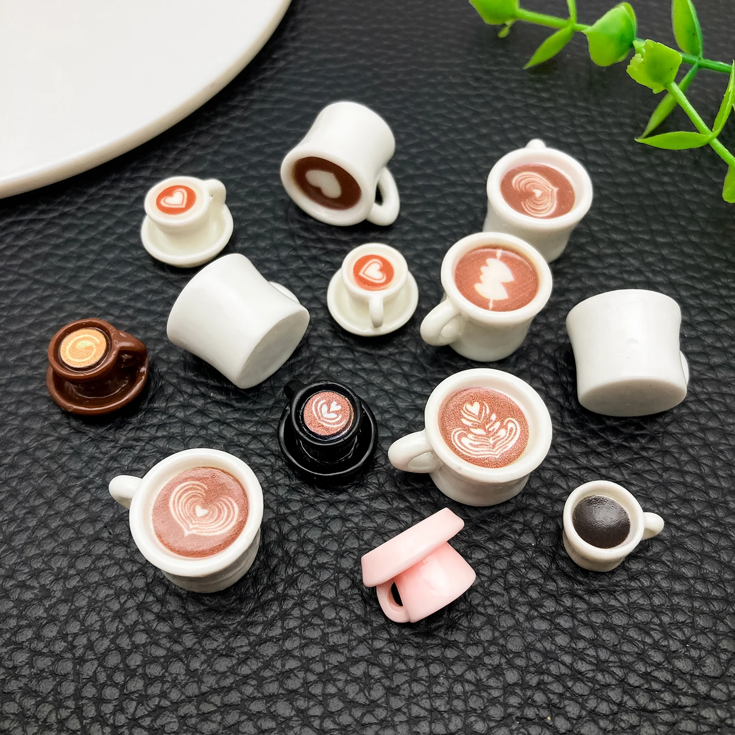 20pcs Resin Stereo Flower Coffee Cup Series Charms Pendant DIY Necklace Bracelet Keychain Jewelry Accessories