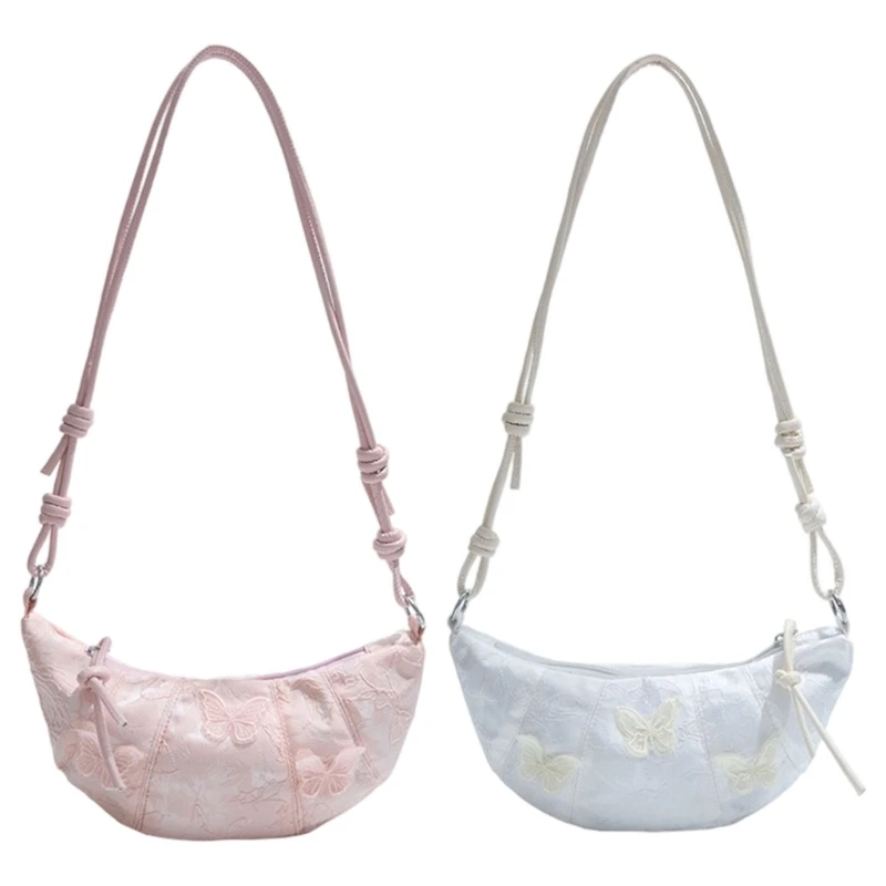 

H3CB Elegant Chinese Artistic Lace Crossbody Bag With Dumpling Shoulder Bag Women Practical Daily Use Bag