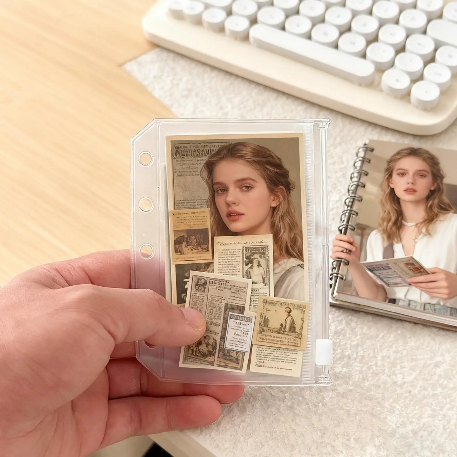 Clear Binder Sheet Protectors 10 Pieces 5-Ring M5 Zipper Sticky Note Sleeves Binder Card Sleeves For Professionals Travelers