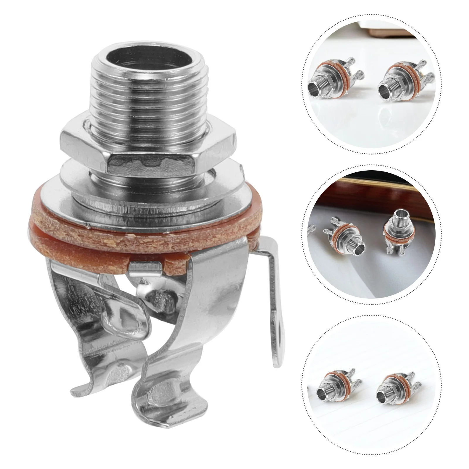 

8Pcs Bass Guitar Mono Output Jack Silver Electric Audio Instrument Hardware Accessories Stable Contact for Live Performance