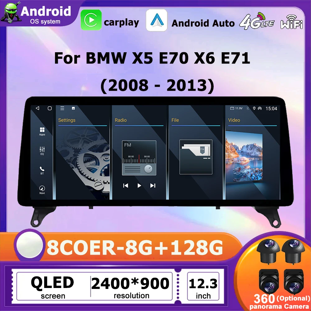 Car Radio Multimedia Player GPS Navi WiFi Stereo Android 16 Auto Wireless Carplay For BMW X5 E70 X6 E71 2008-2013 CCC CIC System