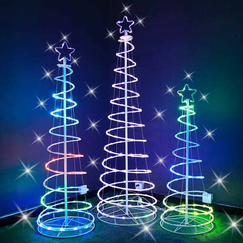 LED point-controlled RGB fantasy folding circle circling Christmas tree light telescopic tube spiral tree light