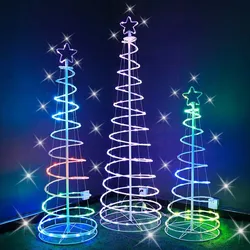 LED point-controlled RGB fantasy folding circle circling Christmas tree light telescopic tube spiral tree light