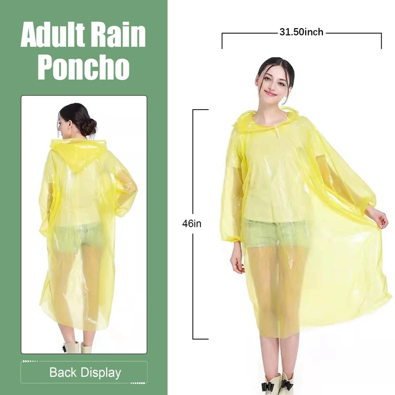 Ponchos Family Pack, Poncho przeciwdeszczowe dla dorosłych dzieci jednorazowe lub wielokrotnego użytku Ponch Poncho przeciwdeszczowe s ze sznurkiem