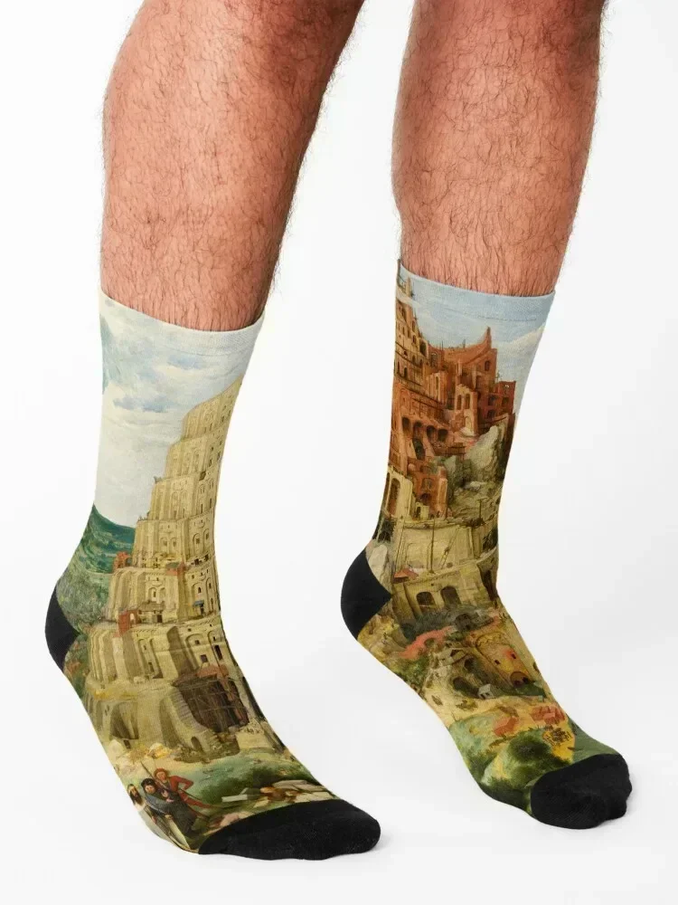 The (Great) Tower of Babel. Pieter Bruegel the Elder. Socks cool ankle happy cartoon Ladies Socks Men's
