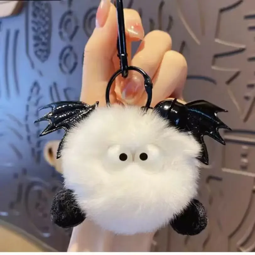 Dopamine Bag decoration Cute Cartoon Little Devil Plush Rabbit Fur Pendant Plush Korean Version Keychain Bag Ornament