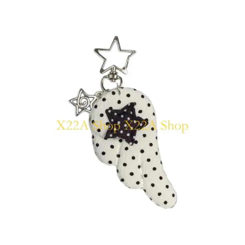 Unique Unique Fabric Covered Wing Keychain With Rhinestones Detail In Color