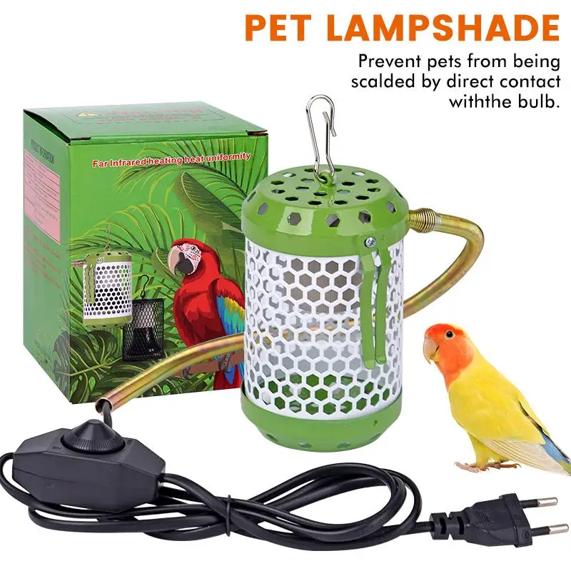 Jaula de preservación del calor para loros y mascotas, lámpara de calefacción temporable, preservación antiescaldado, luces cálidas de temperatura ajustable para reptiles