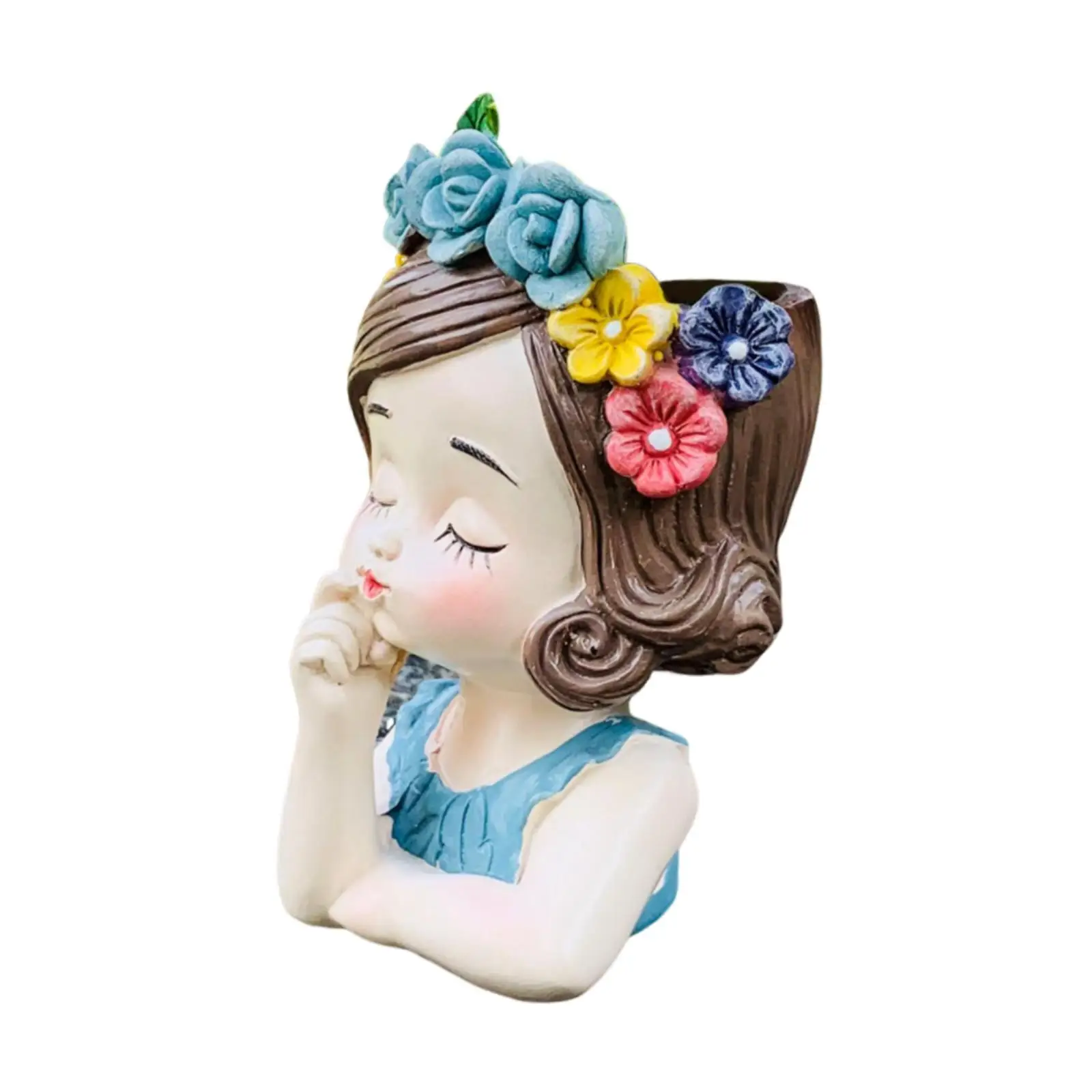 Girl Flower Pot Plant Container Statue Decoration Planter Gift Flower Vase for Table Centerpiece Kitchen Desktop Home Indoor