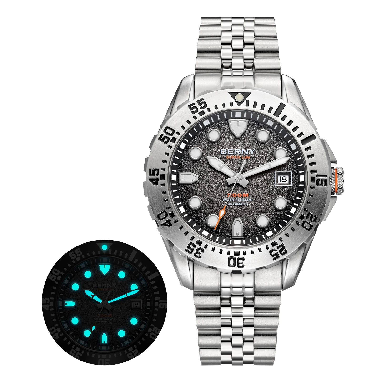 BERNY 20ATM Automatisch Duikhorloge voor Mannen MIYOTA 8215 Top Nauwkeurigheid 316L Staal Supper Lichtgevende Saffier AR Heren Duikhorloges - afbeelding 1