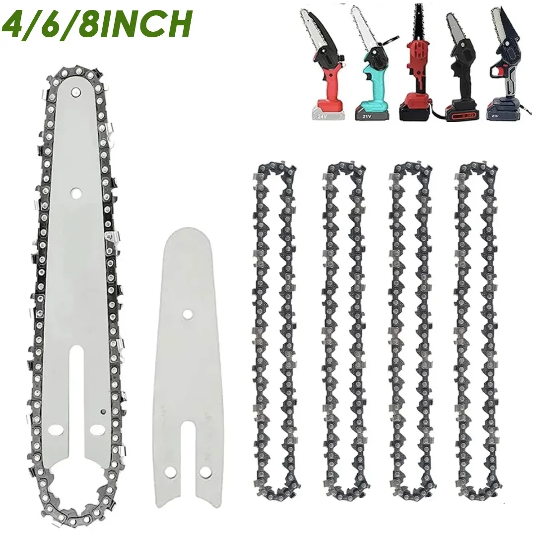 

4in 6 Inch Electric Chainsaw Chain Saws Blades Sharp Garden Tools Saw Parts Accessories Guide Bar Steel Mini Chainsaws Chain Set