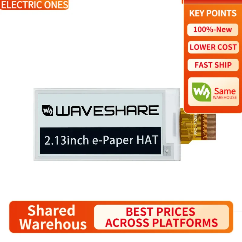 

【Waveshare genuine】- 250x122 2.13inch E-Ink raw display SPI, e-paper black/white two colors compatible Raspberry Pi/Arduino/STM3