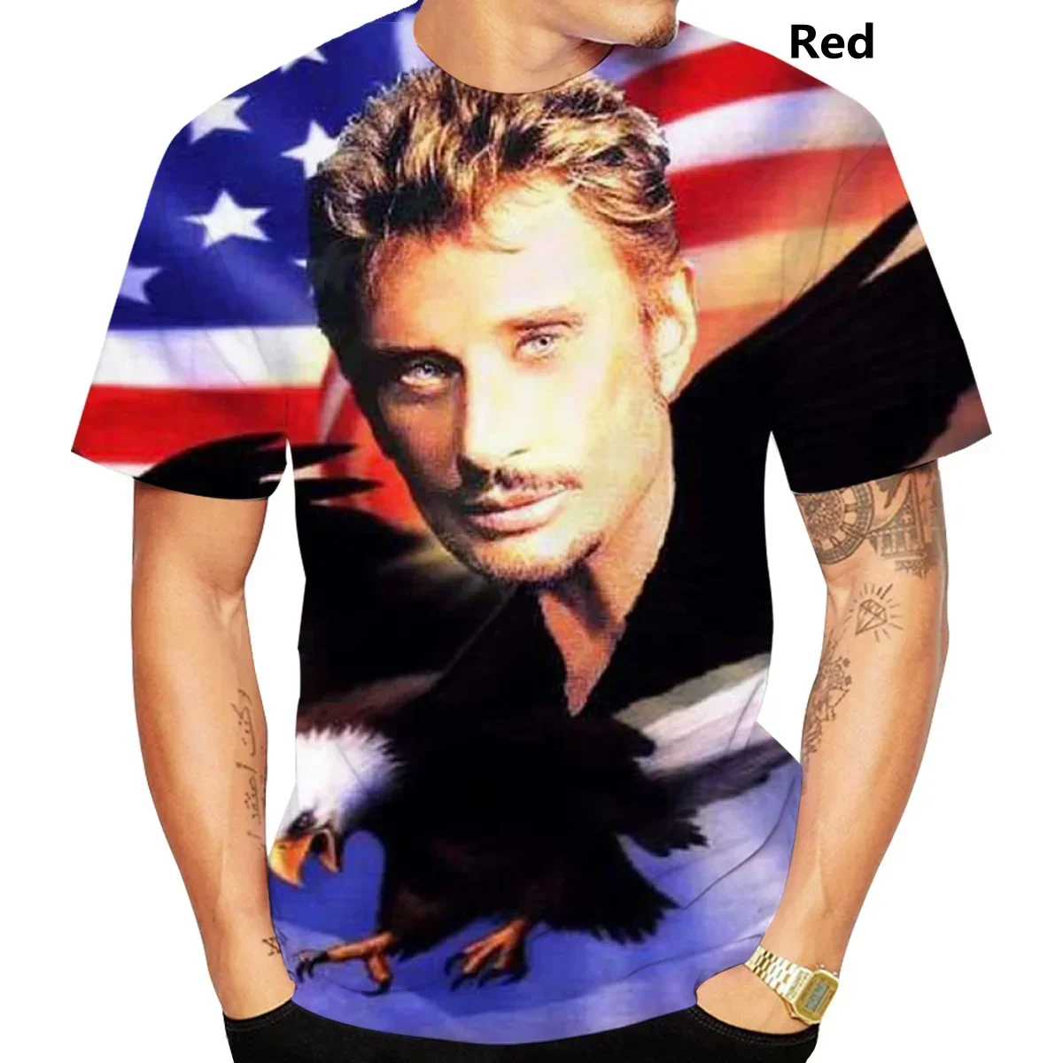 

Estate New Fashion Rock Star Johnny Hallyday T-shirt Con Stampa 3D Uomo Donna Street Style T-shirt
