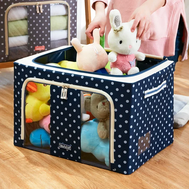 66L Oxford Cloth Storage Box Fabric Wardrobe Folding Organizer Student Quilt Dust-proof Large Storage Box