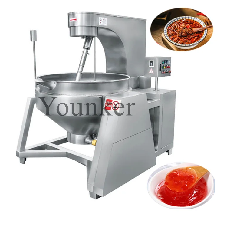 Steel 50L/100L/200L/300L/400L/500L/600L Food Mixing Cooking Jacket Kettle With Agitator Industrial Porridge Soup Boiler