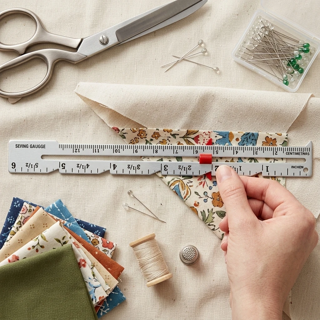 Aluminum Quilting Ruler Sewing Gauge Tool With Metric Scales For Patchwork Crafting