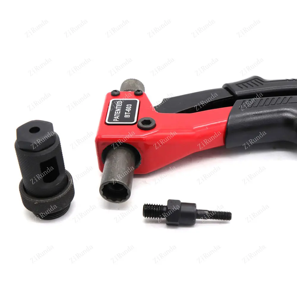 Pistola per dadi per rivetti con una sola mano da 8 pollici, rivetto manuale con mandrino filettato inseribile, utilizzata per rivettatura dell'utensile M3 M4 M5 M6 dado