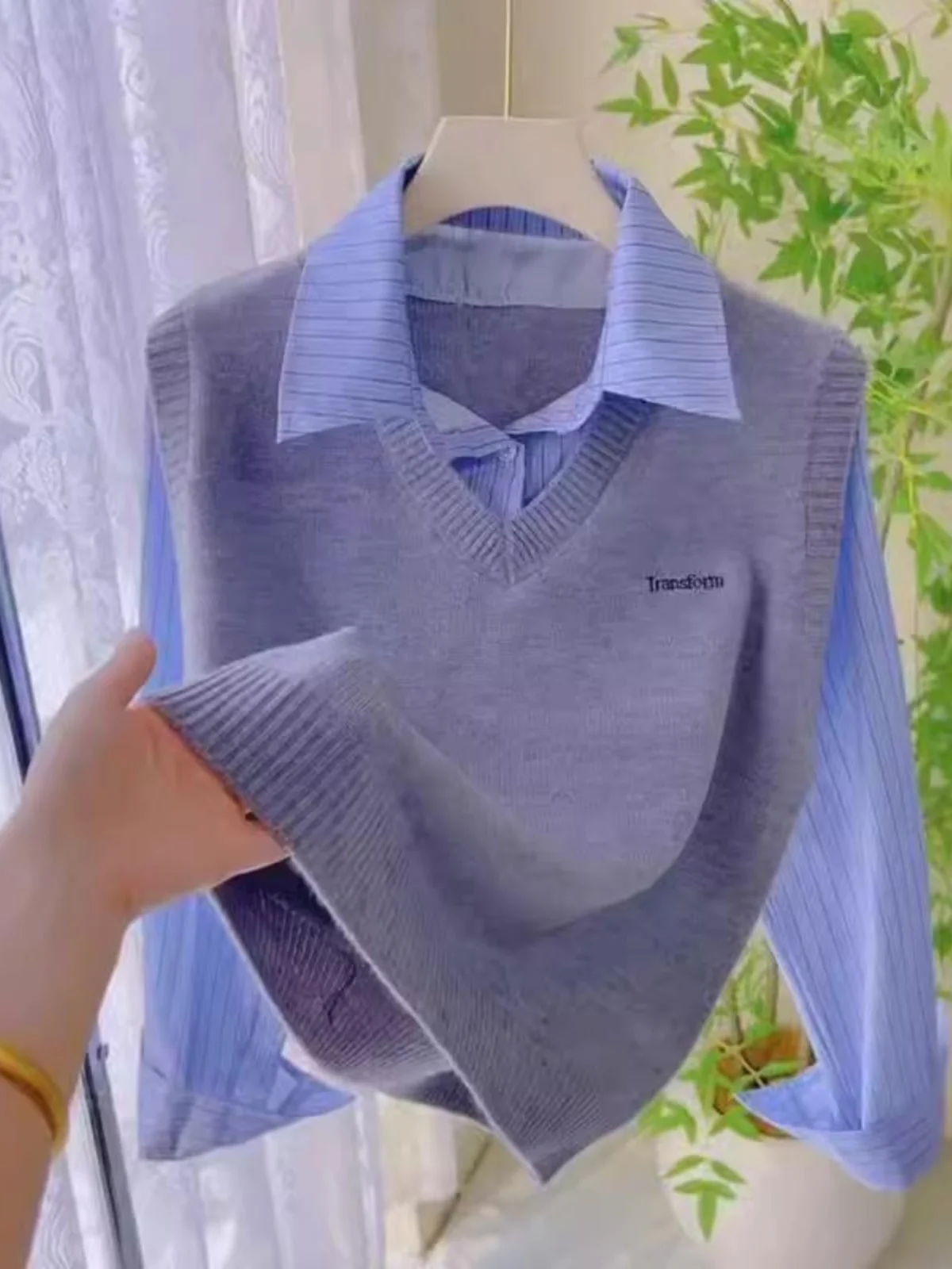 

Женский длинный све вязаный топ в повседневную полоску в стиле пэчворк, весна-осень, модный многослойный топ, удобный дышащий