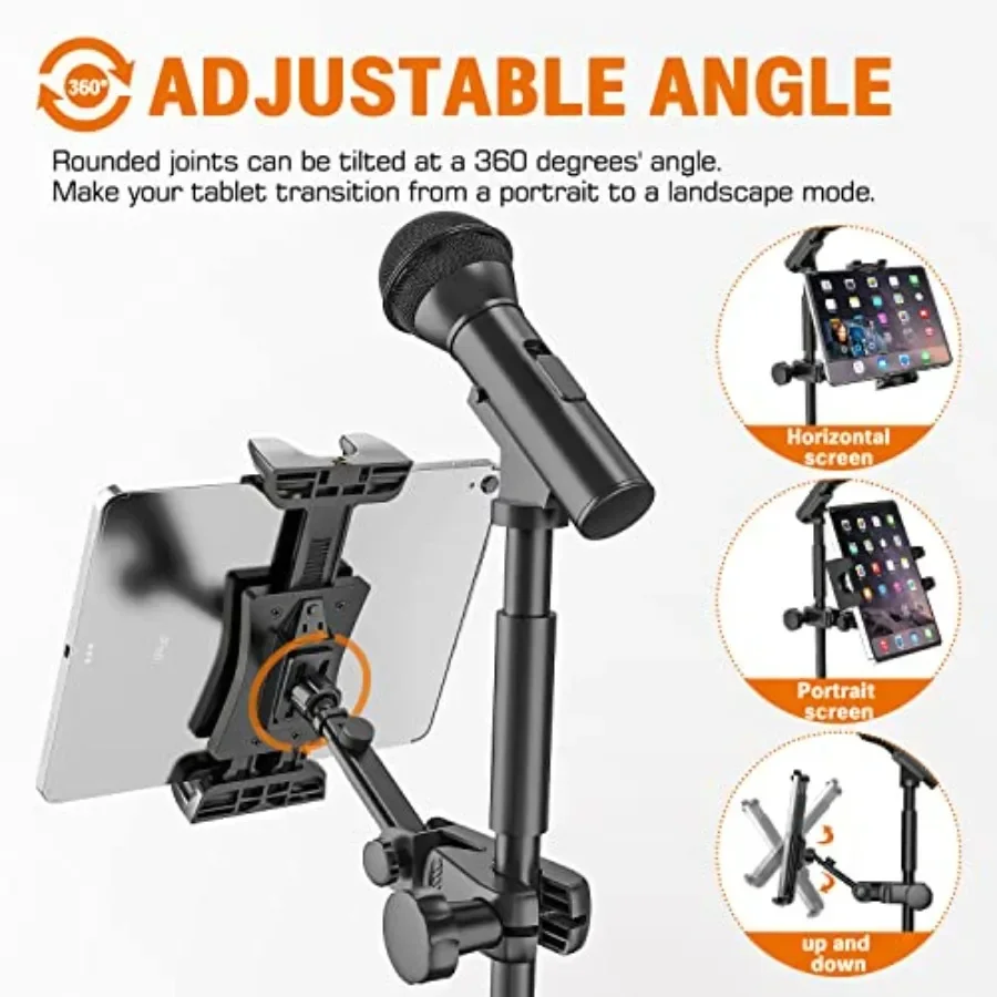マイクスタンド用タブレットホルダー マイクミュージックスタンド iPad用タブレットホルダー タブレットマイクスタンドマウント シートミュージック用