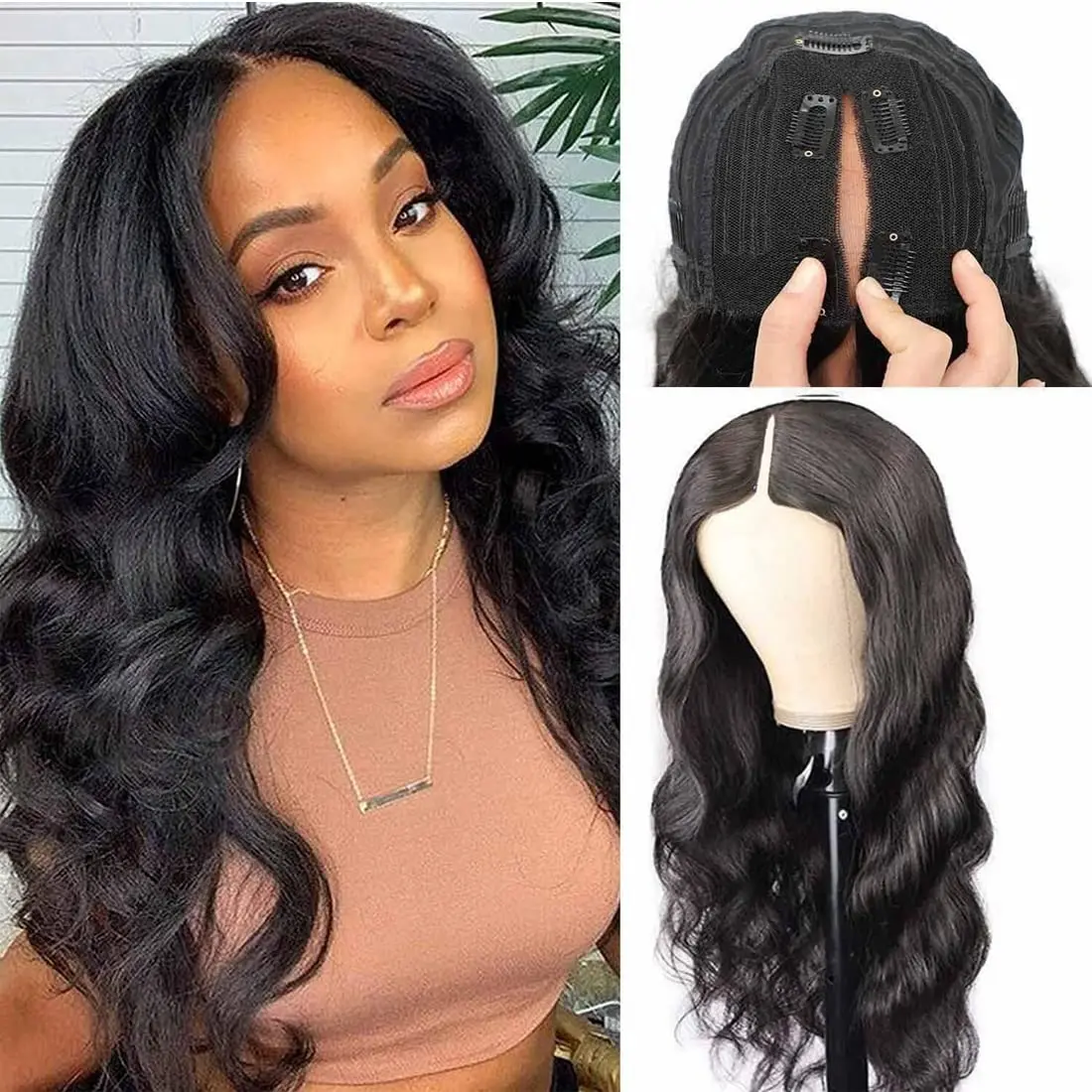 Ulrica V Part Wig Human Hair Body Wave Wigs For Wome No Leave Out Natural Color Glueless Full Machine Wig Human Hair Pre Plucked