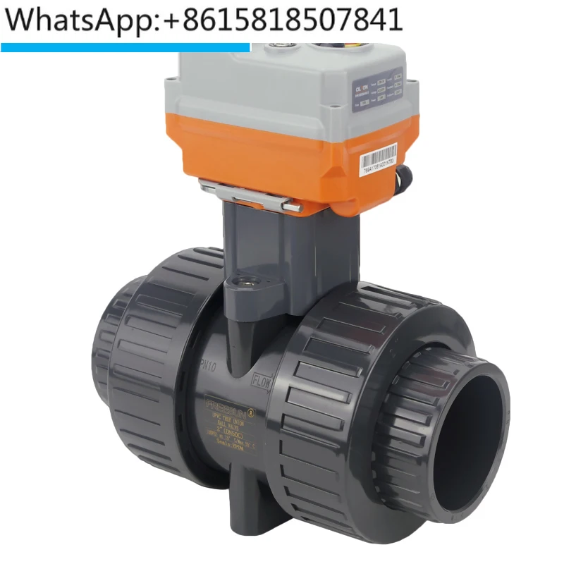 Micro PVC electric ball valve UPVC double union Q961F-10 electric plastic regulating valve DN50