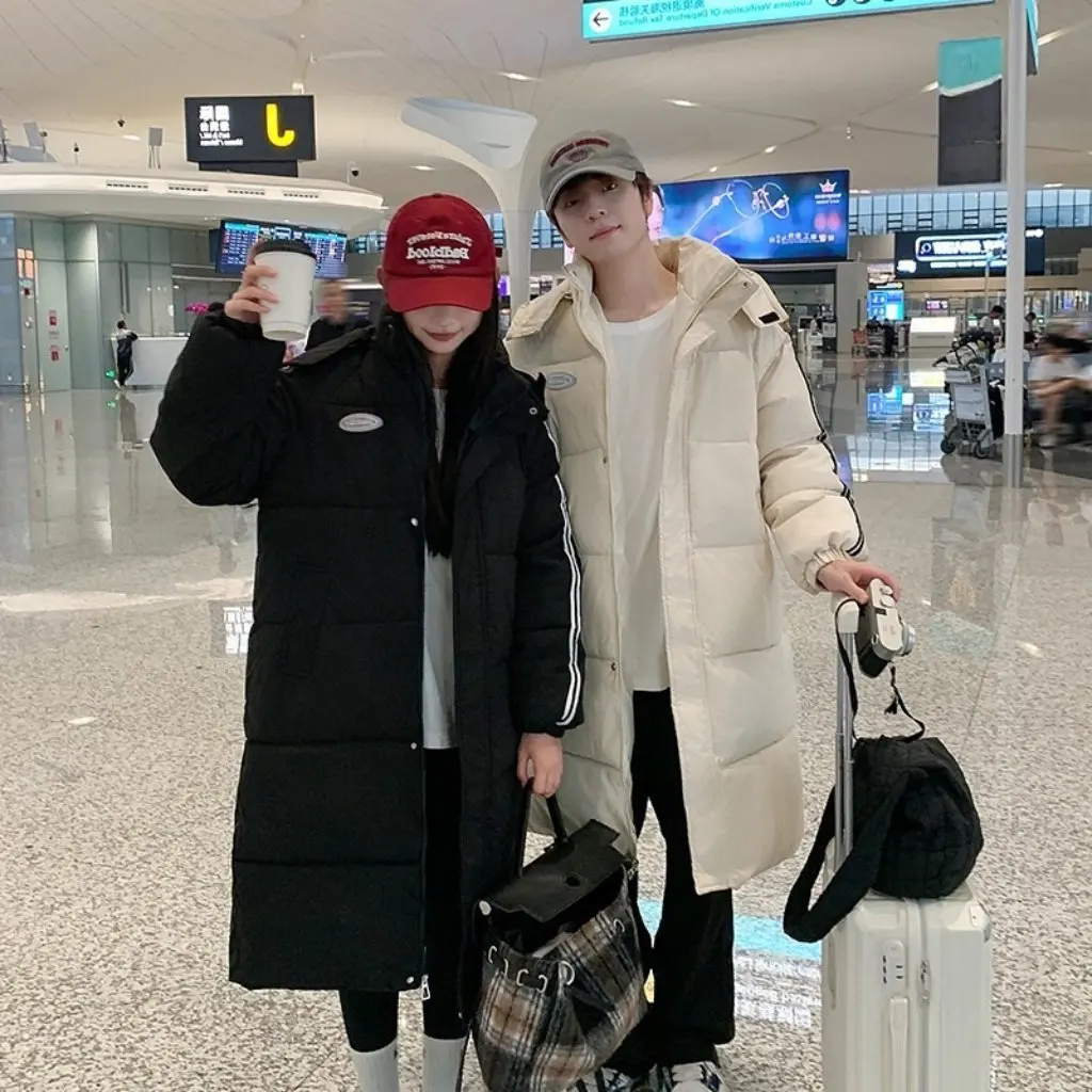 

Women's down Cotton-padded Jacket Mid-Length Over-the-Knee Hooded Coat Thickened Winter Clothes Loose Fit Couple Style New