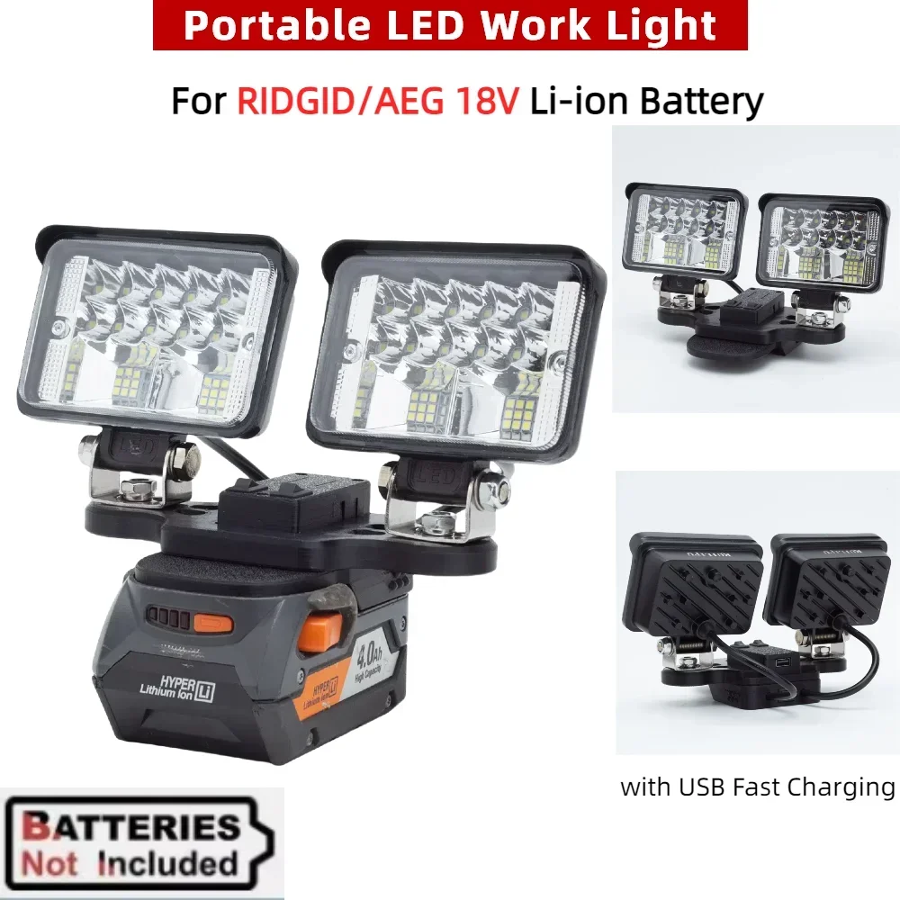 

LED Work Light for Ridgid /AEG 18V Lithium Battery Portable Outdoor Camping Emergency Lights with USB Charge Port(NO Battery)