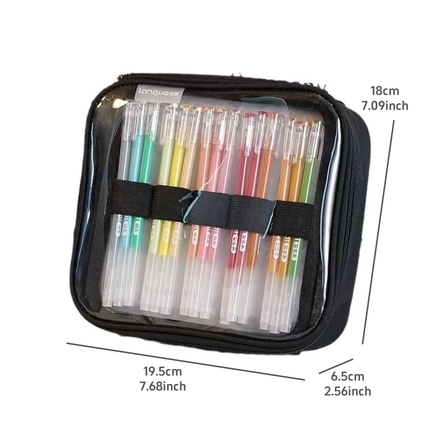 Transparent Pencil Bag Pen Case Simple Style Multi Layer Slots Large Capacity Storage Pouch for Marker Stationery School A7766