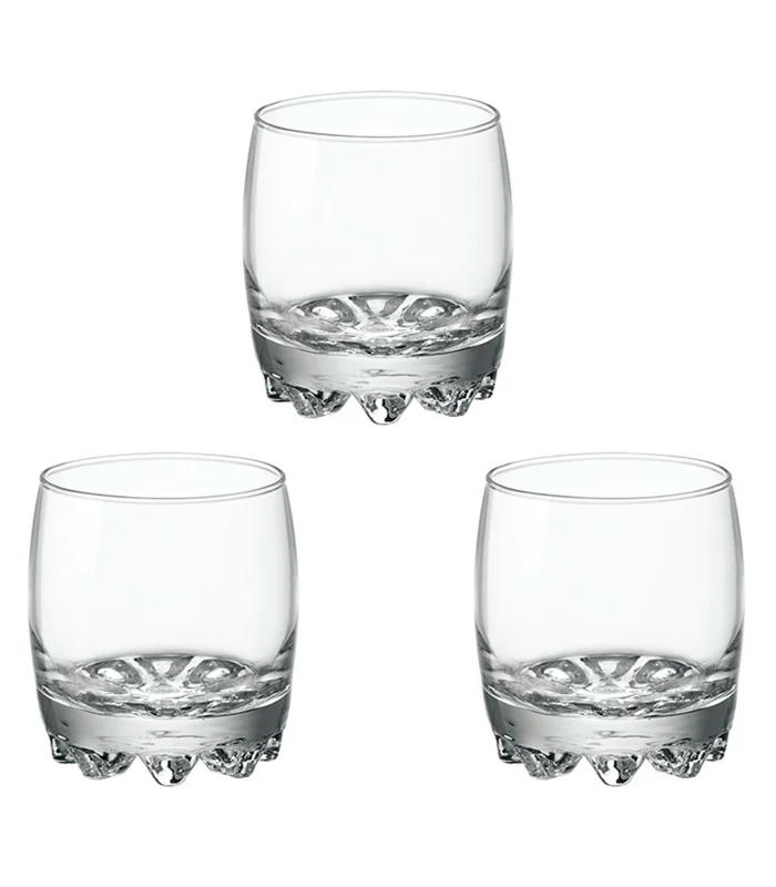 8. Tradineur 3-Set Galassia Glass Cup, Thick base, Resistant, Wine, Liquor, Drinks, Dishwasher