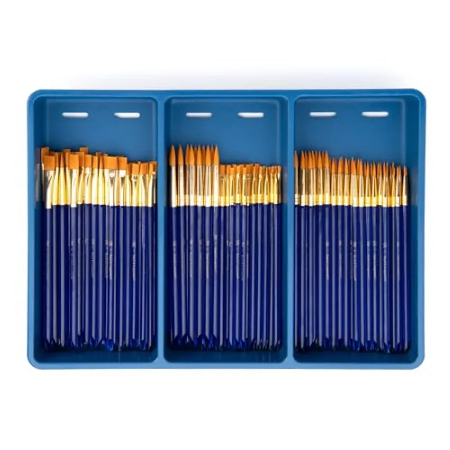 

Royal Brush Gold Taklon Paint Brush Super Value Pack Assorted Sizes 120 Brushes