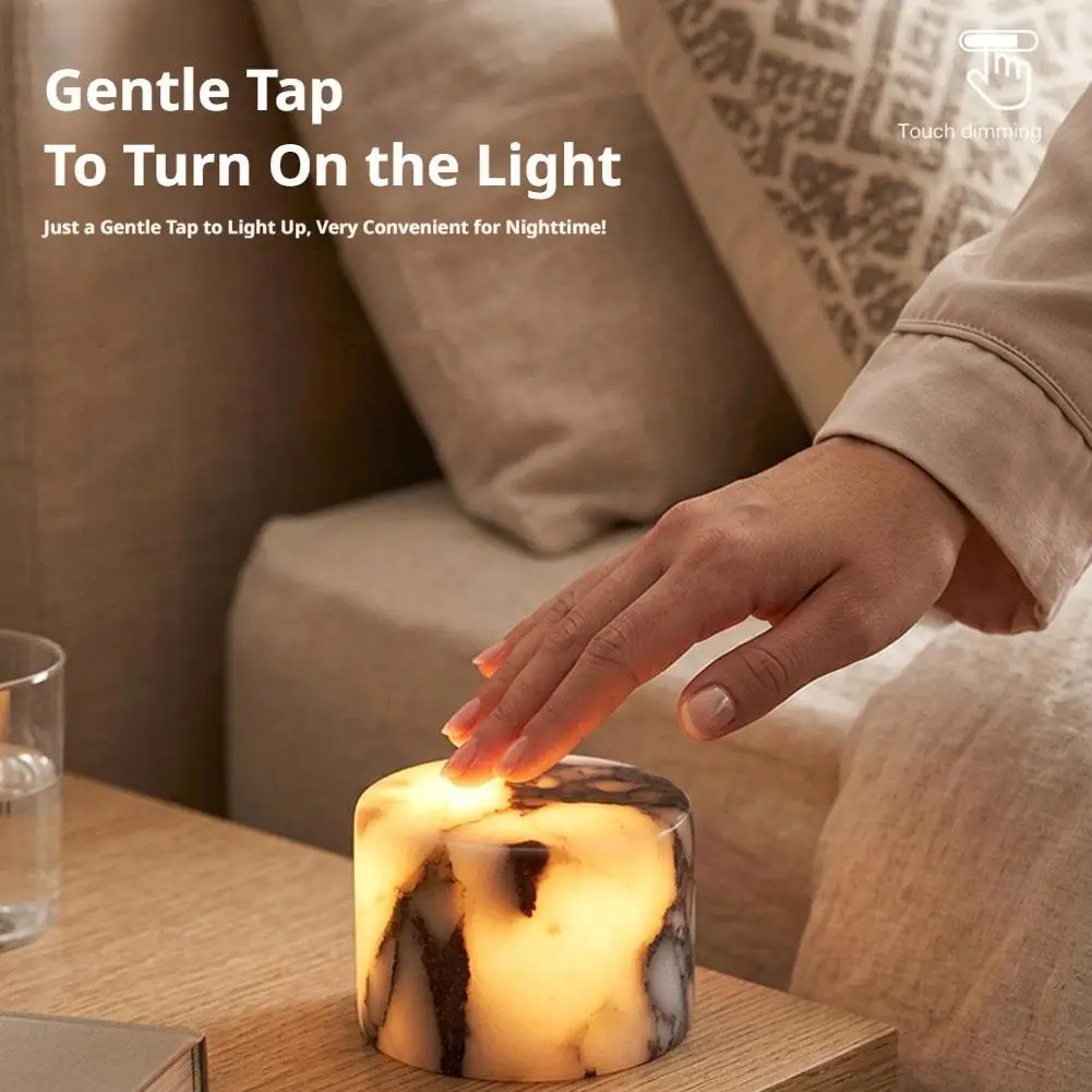 Touch Control Marble Pattern LED Night Light RGB Color Changing USB Rechargeable Dimmable Portable Bedside Desk Lamp Home Party