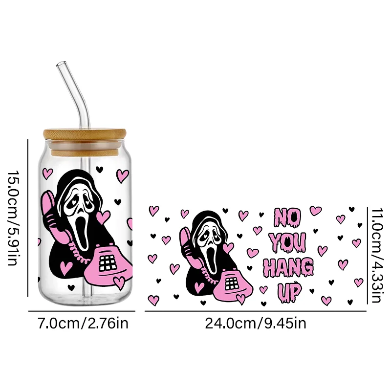Halloween Scream Phone UV DTF 16oz Wrap Bundle Png Trick Treat Libbey Glass Can Wraps Png Digital File Spooky Season